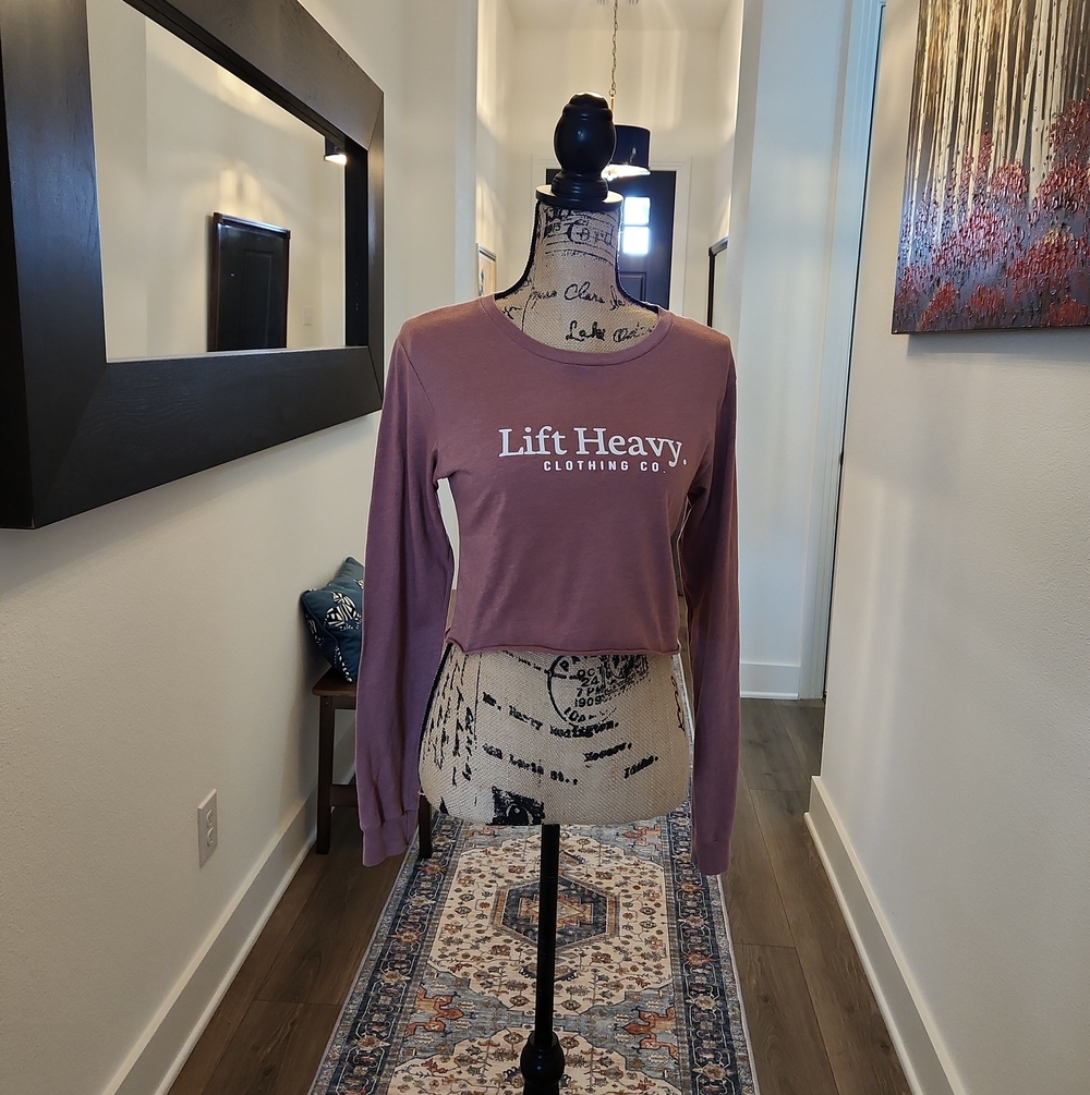 Women's Long Sleeve Crop Top - Mauve